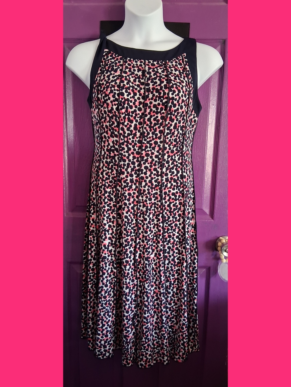 Jessica Howard Black and Pink Sleeveless Midi Dress